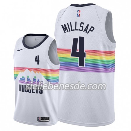 Herren NBA Denver Nuggets Trikot Paul Millsap 4 2018-19 Nike City Edition Weiß Swingman